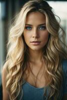 Beautiful Woman With Long Hair. Ai Generated photo