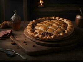 AI Generative homemade apple pie photo