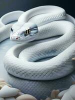 ai generativo cerca arriba de un blanco serpiente foto