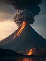 AI Generative burning volcano in the sky photo