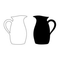 Jug in a simple shape with a silhouette and outline in black vector