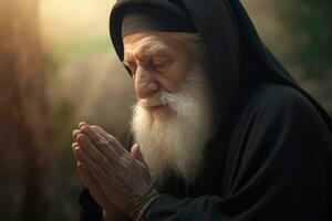 Closeup photo of orthodox Greek priest. Generate ai