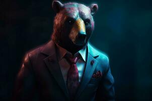 Bear in human body wearing classic suit. Generate ai photo