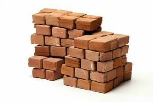 Bricks stack solid isolated on white background. Generate Ai photo