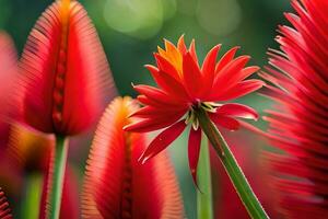 rojo flores son en floración en un jardín. generado por ai foto