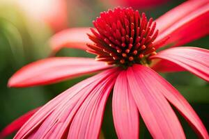 un rojo flor con un verde antecedentes. generado por ai foto