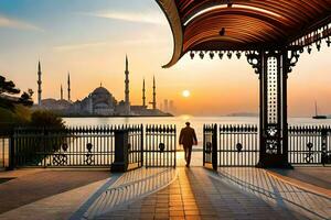 el azul mezquita en Estanbul, pavo. generado por ai foto