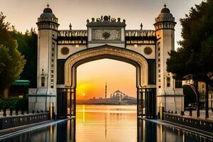 the gate of the palace of abu dhabi. AI-Generated photo