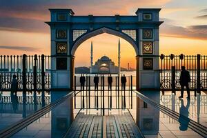 el dorado portón de karachi. generado por ai foto