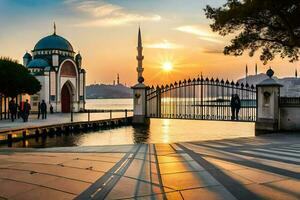 sunset over the bosphorus. AI-Generated photo