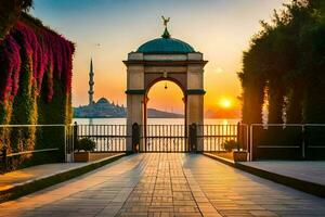 sunset in istanbul, turkey. AI-Generated photo