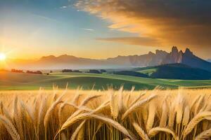 amanecer terminado trigo campo en Italia. generado por ai foto