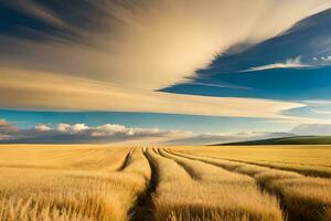a long exposure photograph of a field of wheat. AI-Generated photo