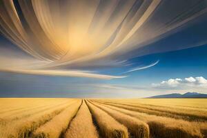 a long exposure photograph of a field of wheat. AI-Generated photo