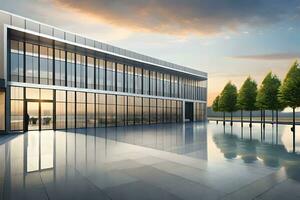 modern office building with glass walls and large windows. AI-Generated photo