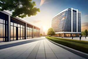 a rendering of a modern office building. AI-Generated photo