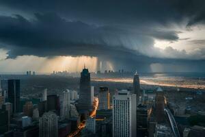 a storm clouds over chicago. AI-Generated photo