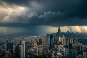 a stormy day in new york city. AI-Generated photo