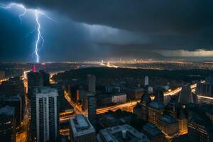 relámpago huelgas terminado Montreal paisaje urbano generado por ai foto