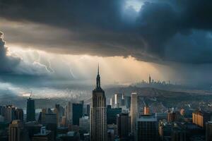 a stormy day in new york city. AI-Generated photo