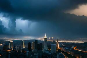 un tormenta es visto terminado nuevo York ciudad. generado por ai foto