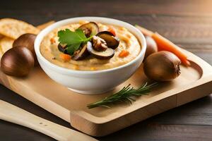 mushroom and carrot dip with crackers. AI-Generated photo