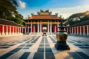 el Entrada a el templo de el emperador en Hanoi, Vietnam. generado por ai foto