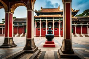 the courtyard of the imperial palace in hanoi, vietnam. AI-Generated photo