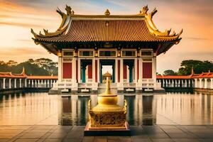 chinese pagoda in singapore. AI-Generated photo