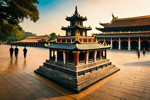 the golden pagoda in the courtyard of the imperial palace in tianjin, china. AI-Generated photo