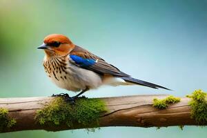 a small bird is sitting on a branch. AI-Generated photo