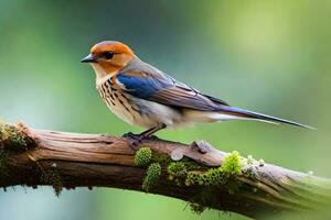 a small bird is sitting on a branch. AI-Generated photo
