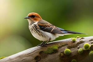 a small bird is sitting on a branch. AI-Generated photo