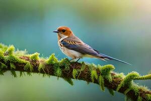 a small bird is sitting on a branch. AI-Generated photo