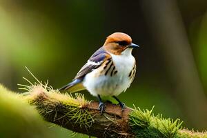 a small bird is sitting on a branch. AI-Generated photo