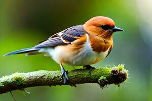 a small bird is sitting on a branch. AI-Generated photo