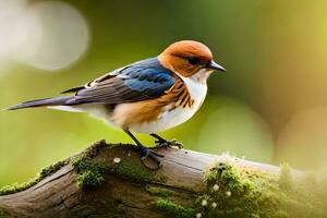 a small bird is sitting on a branch. AI-Generated photo