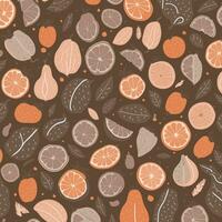 Seamless pattern with fruits and vegetables. Vector illustration in flat style