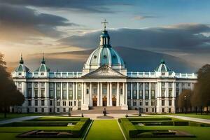 the building is very large and has many windows. AI-Generated photo