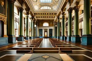 el interior de el antiguo Corte casa en Londres. generado por ai foto