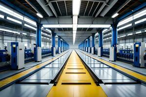 a long line of machines in a factory. AI-Generated photo