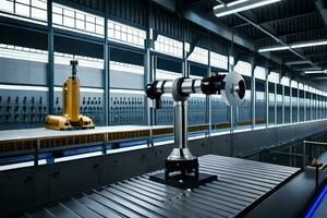 a large industrial machine is sitting in a factory. AI-Generated photo