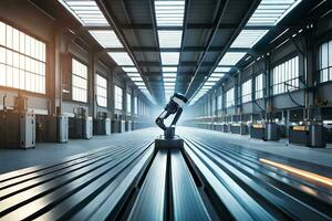 industrial robots in a factory. AI-Generated photo