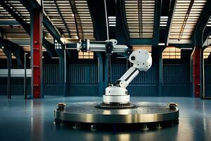 a robotic arm in a factory setting. AI-Generated photo