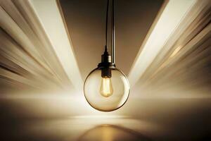 a light bulb is hanging from a ceiling. AI-Generated photo