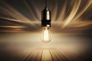 a light bulb is shining in the dark. AI-Generated photo