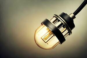 an old fashioned light bulb is shown in a dark room. AI-Generated photo