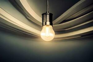 a light bulb is hanging from a wire. AI-Generated photo