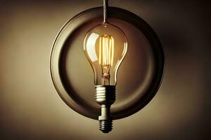 a light bulb is hanging from a wall. AI-Generated photo