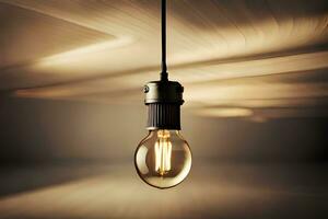 a light bulb is hanging from a ceiling. AI-Generated photo